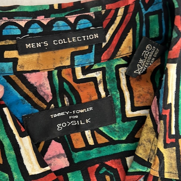 Vintage Timney Fowler for Go Silk Abstract Pattern Button Up Shirt Men’s M RARE - Picture 2 of 3